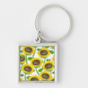 Sonnenblumen Aquarellmuster Schlüsselanhänger