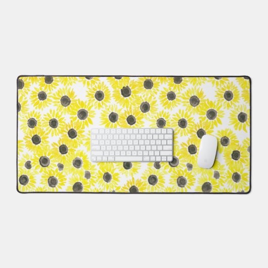 Sonnenblumen Aquarellmuster Schreibtischunterlage (Tastatur & Maus)