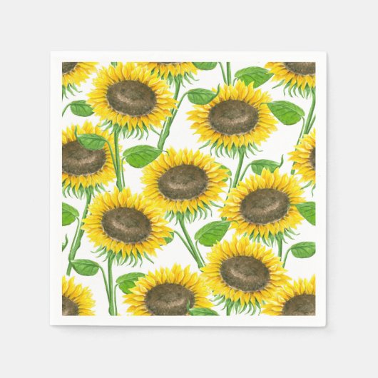 Sonnenblumen Aquarellmuster Serviette (Vorderseite)