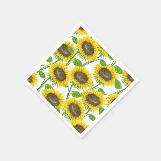 Sonnenblumen Aquarellmuster Serviette (Ecke)