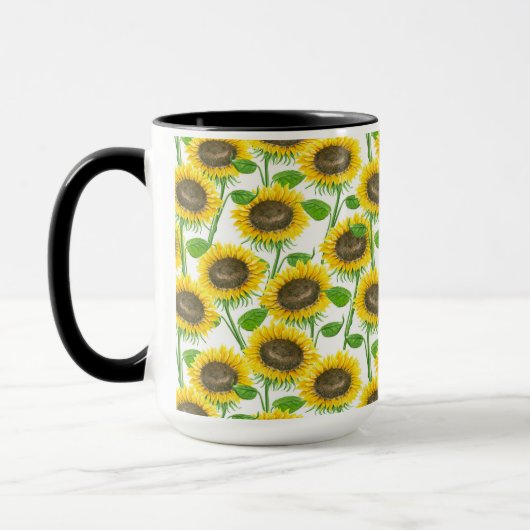 Sonnenblumen Aquarellmuster Tasse (Links)