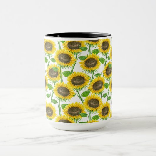 Sonnenblumen Aquarellmuster Tasse (Zentrum)