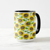 Sonnenblumen Aquarellmuster Tasse (VorderseiteRechts)