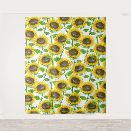 Sonnenblumen Aquarellmuster Wandteppich (Vorderseite)