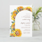 Sonnenblumen Arch Botanische Hochzeit im Herbst Einladung (Stehend Vorderseite)