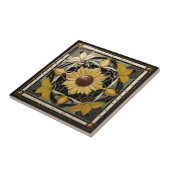 Sonnenblumen Art Deco Jugendstil Gelb und Schwarz Fliese (Seite)
