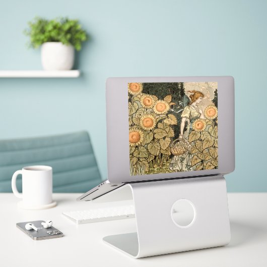 Sonnenblumen Art Nouveau Garden Aufkleber (Laptop auf Schreibtisch)