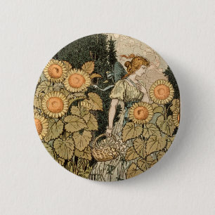 Sonnenblumen Art Nouveau Garden Button