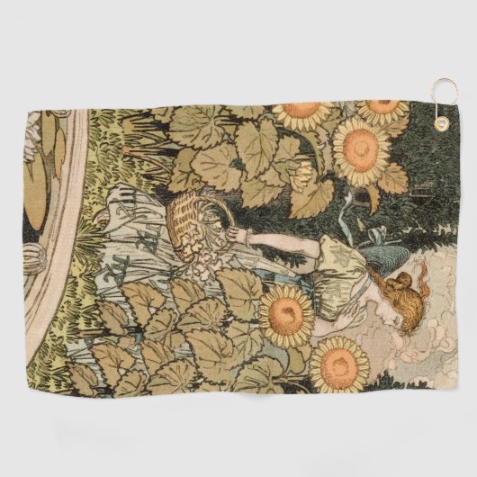 Sonnenblumen Art Nouveau Garden Golfhandtuch (Horizontal)