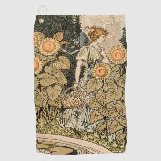Sonnenblumen Art Nouveau Garden Golfhandtuch (Vorderseite)