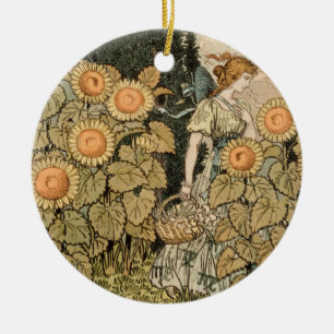 Sonnenblumen Art Nouveau Garden Keramik Ornament