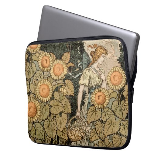 Sonnenblumen Art Nouveau Garden Laptopschutzhülle (Vorderseite Links)
