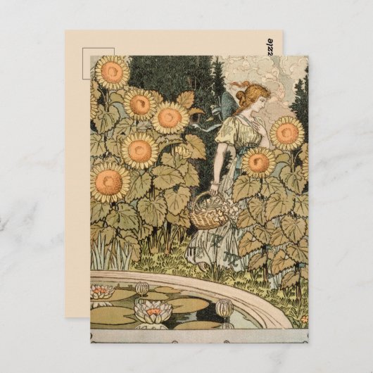 Sonnenblumen Art Nouveau Garden Postkarte (Vorne/Hinten)