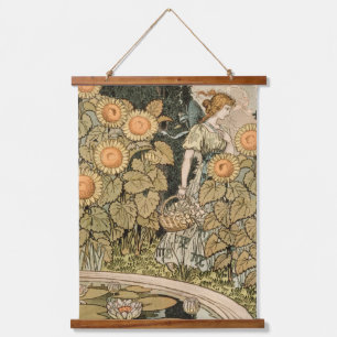 Sonnenblumen Art Nouveau Garden Wandteppich Mit Holzrahmen