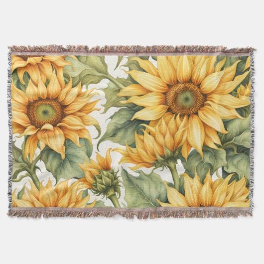 Sonnenblumen Art Pattern Design Decke (Vorderseite)