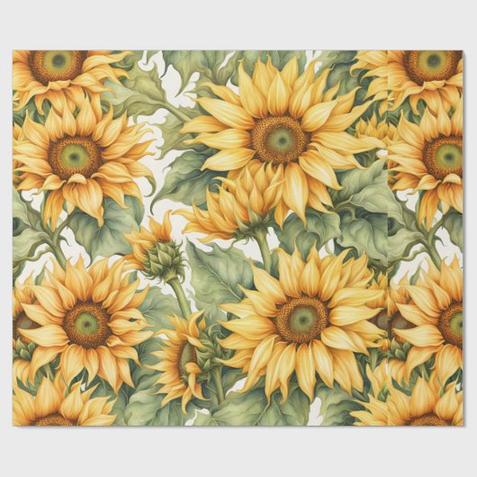 Sonnenblumen Art Pattern Design Geschenkpapier (Flach)
