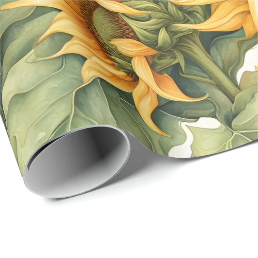 Sonnenblumen Art Pattern Design Geschenkpapier (Rolleneckpunkt)