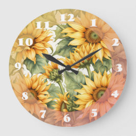 Sonnenblumen Art Pattern Design Große Wanduhr