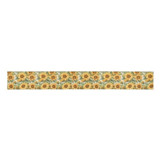 Sonnenblumen Art Pattern Design Ripsband (Vorderseite)