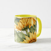 Sonnenblumen Art Pattern Design Tasse (VorderseiteRechts)