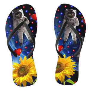 Sonnenblumen Astronaut Flip Flops Badesandalen