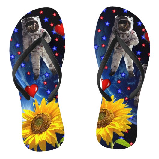 Sonnenblumen Astronaut Flip Flops Badesandalen (Fußbett)