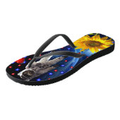Sonnenblumen Astronaut Flip Flops Badesandalen (Schrägansicht)