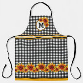 Sonnenblumen auf Black Gingham Mit Monogramm Schürze (Vorderseite)