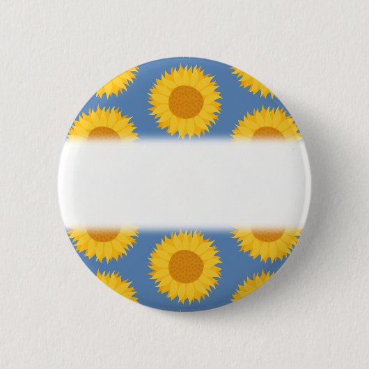 Sonnenblumen auf Blau. Blumenmuster Button (Vorderseite)