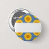 Sonnenblumen auf Blau. Blumenmuster Button (Vorne & Hinten)