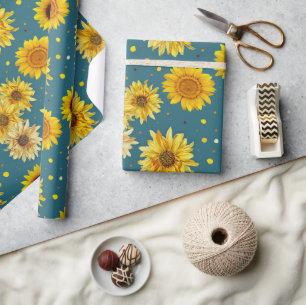 Sonnenblumen auf Blau Geschenkpapier
