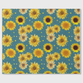 Sonnenblumen auf Blau Geschenkpapier (Flach)