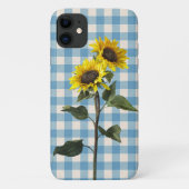 Sonnenblumen auf blau-weiß gestopft Case-Mate iPhone hülle (Rückseite)