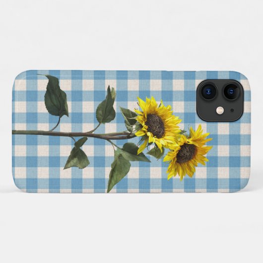 Sonnenblumen auf blau-weiß gestopft Case-Mate iPhone hülle (Rückseite (Horizontal))