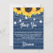 Sonnenblumen auf blauem Party Danke Karte (Vorderseite)