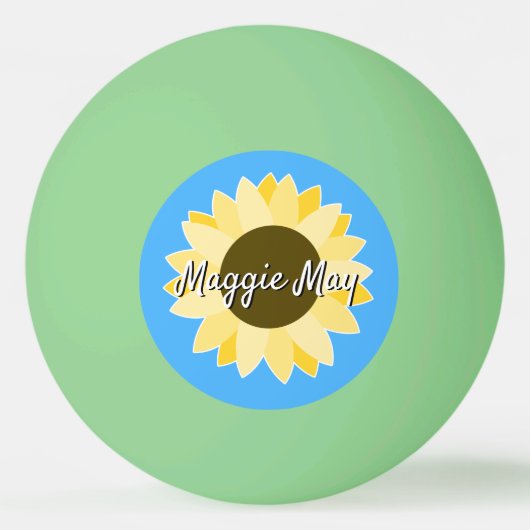 Sonnenblumen auf blauem Tischtennisball (Vorderseite)
