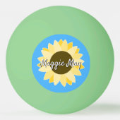 Sonnenblumen auf blauem Tischtennisball (Rückseite)