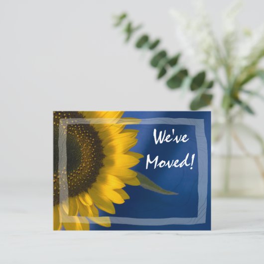 Sonnenblumen auf Blue Change Address Ankündigung (Stehend Vorderseite)