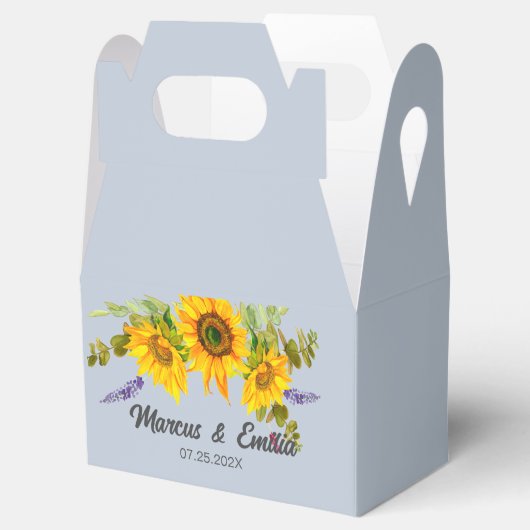 Sonnenblumen auf Blue Custom Wedding Favor Box Geschenkschachtel (Geöffnet)