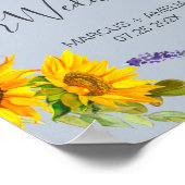 Sonnenblumen auf Blue Wedding Empfang Poster (Ecke)