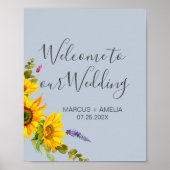 Sonnenblumen auf Blue Wedding Empfang Poster (Vorne)