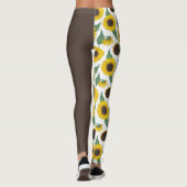 Sonnenblumen auf Braun 1/2 und 1/2 Leggings (Rückseite)