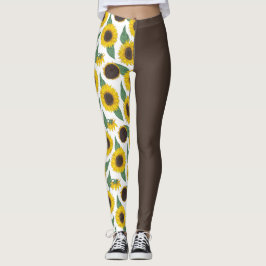Sonnenblumen auf Braun 1/2 und 1/2 Leggings