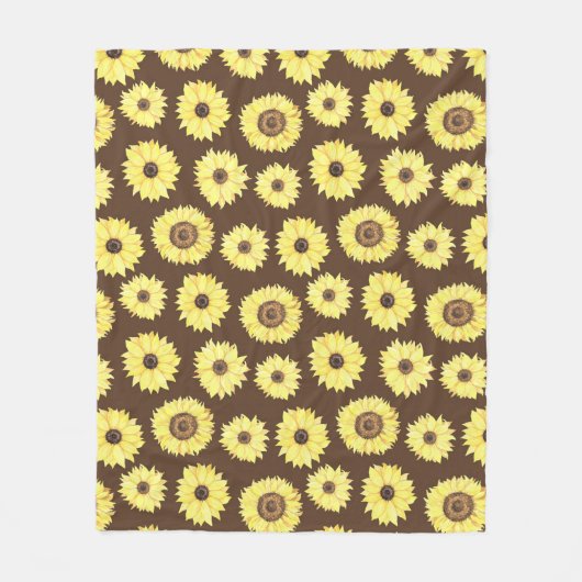 Sonnenblumen auf braunem Hintergrund Fleece Blanke (Vorderseite)