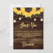 Sonnenblumen auf Braunholz Party Danke Karte (Vorderseite)