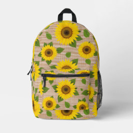 Sonnenblumen auf Burlap Bedruckter Rucksack