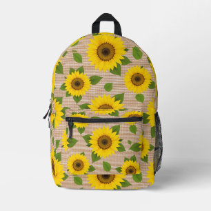 Sonnenblumen auf Burlap Bedruckter Rucksack