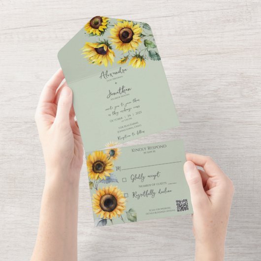 Sonnenblumen auf dem BSG-Code All In One Einladung (Abreißen)