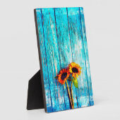 Sonnenblumen auf dem Holzdeck Fotoplatte (Seite)