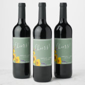 Sonnenblumen auf dem Label "Green Wedding Wine Lab Weinetikett (Flaschen)